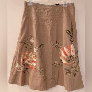 BCBG MaxAzria Tan Embroidered Skirt with Beaded and Sequined Embellishments 6